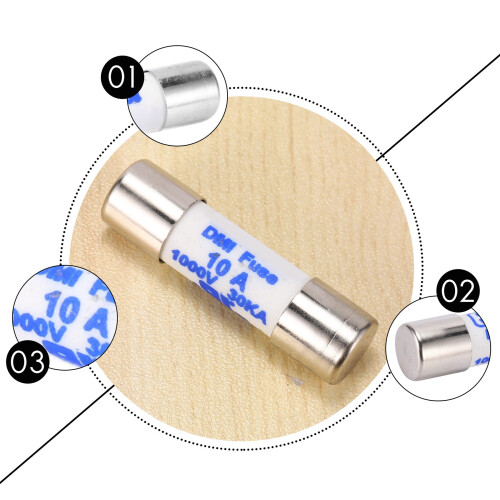 Multimeter 10 x 38mm 1000V 10A Cylinder Ceramic Fuse White 2