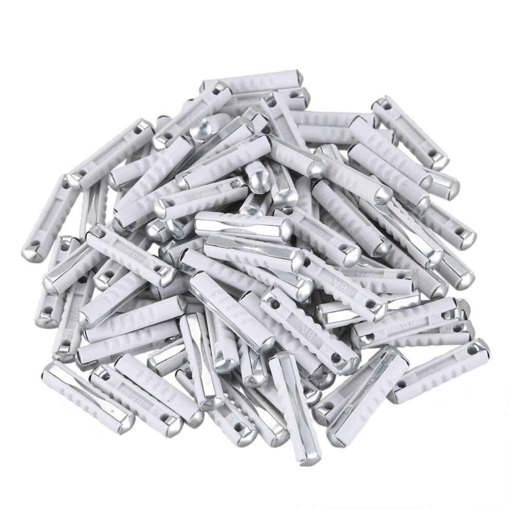 100X Car Torpedo Fuse 8A Blow Fuse White 6032783860094