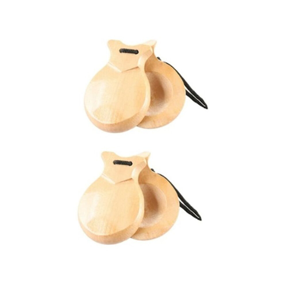 1 Pair Spanish Castanets Flamenco Castanets With String Traditional Wood Hand Percussion Castanets(Wood Color) 4711421626415