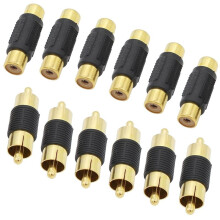 Adaptador RCA 6 Acopladores RCA FêMea para FêMea + 6 Acopladores RCA Macho para Macho Adaptadores Banhados A Ouro para ExtensõEs de Cabo RCA