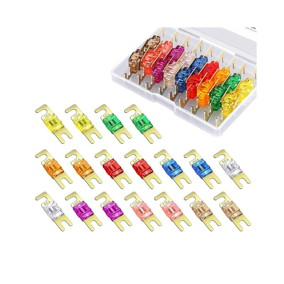 18 Pieces Anl Fuse, Plated Anl Fuse Pack (20A, 30A, 40A, 50A, 60A, 80A, 100A, 125A, 150A) For Automotive Marine 6031592460297