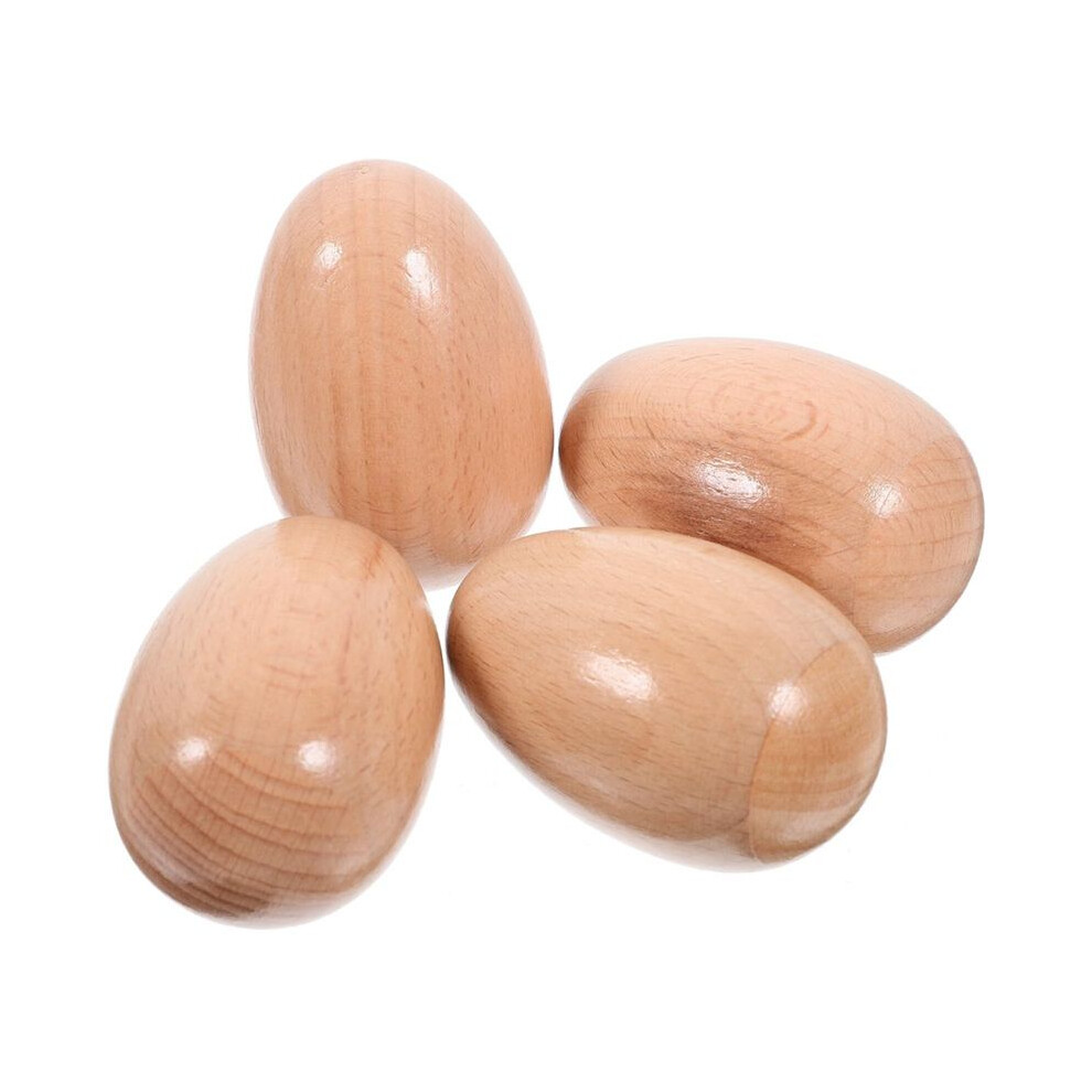 Wood Egg Shakers Set, 4Pcs Egg Hand Percussion Shakers Unfinished Easter Eggs Musical Instruments Wooden Easter Egg Toy 6033240022482