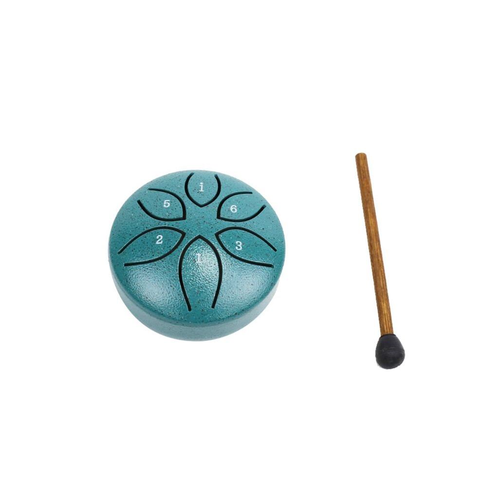 3 Inch 6 Tone Steel Tongue Drum Hand Pan Drums With Drumsticks Percussion Musical Instruments Drum Dark/Green 6034036790325