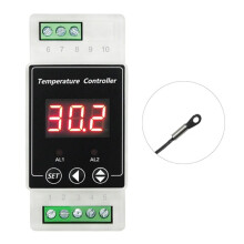 Termostat Szynowy LED DC8-24V z Przekaźnikiem Dwudrożnym, Montowany na Szynie DIN, Kontroler Alarmowy Temperatury Ogrzewania i Chłodzenia D