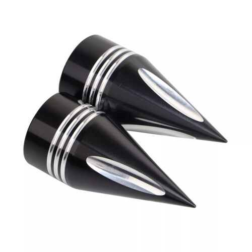 Black Front Axle Nut Covers Caps Kit for  Touring Road King 1