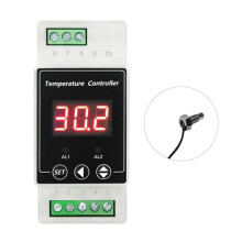 LED-Skenatermostat AC220V 2-Vägsrelä Din-Skenamonterad Styrenhet Värme- och Kyltemperaturlarmkontroll B
