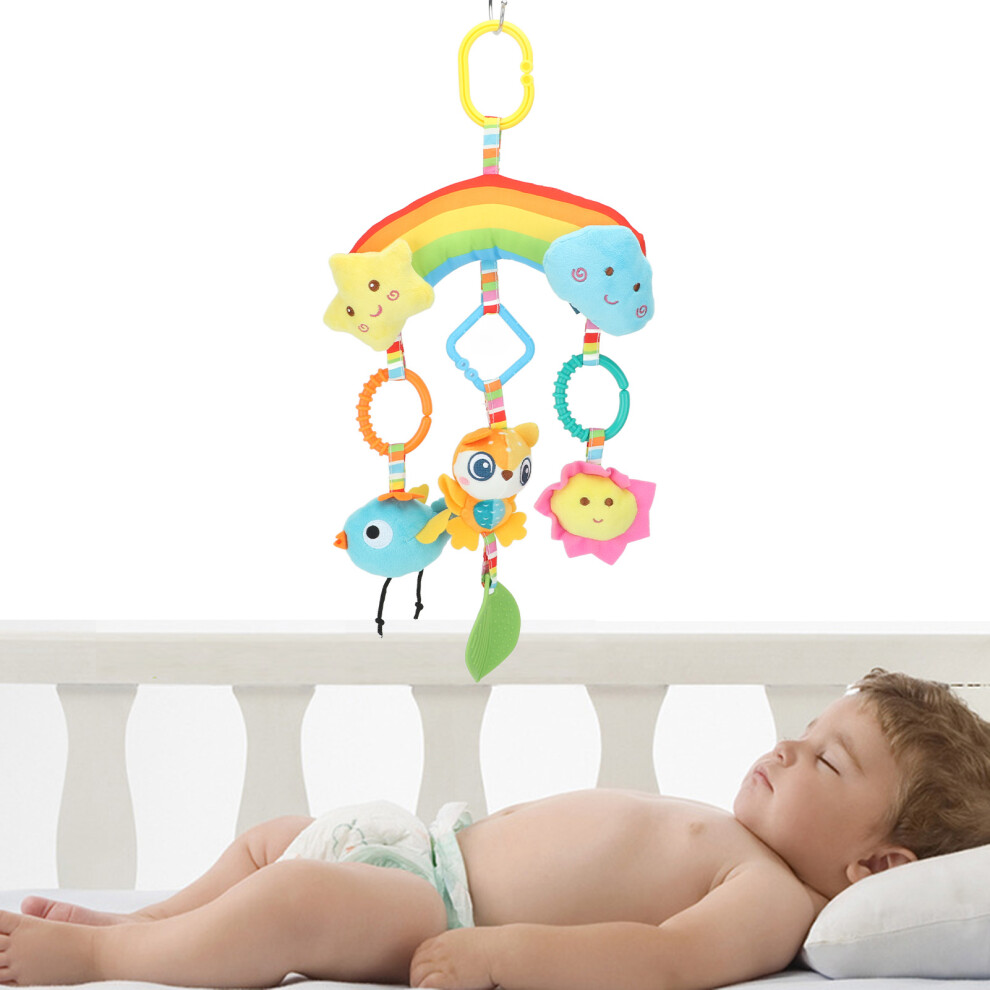 Baby Plush Car Seat Toy with Rainbow Clip, Teething Gel Gift