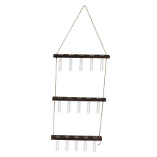3-stöckiges Wandhängendes Pflanzen-Terrarium mit 15 Reagenzgläsern, Glas- und Holzständer, 90x36cm