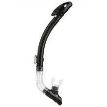 Droge snorkel met spatbescherming voor volwassen zwemmers. Het droge bovendeel voorkomt dat er water in de gegolfde onderbuis komt voor flexibele