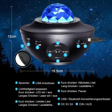 Projeção de céu estrelado, alto-falante Bluetooth para projetor de quarto com tema de galáxia, efeitos de nebulosas e ondas do oceano (presente