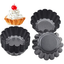 Utensílios de cozinha reutilizáveis, formas de mini tortas antiaderentes em aço carbono para assar sobremesas, tamanho perfeito para fácil
