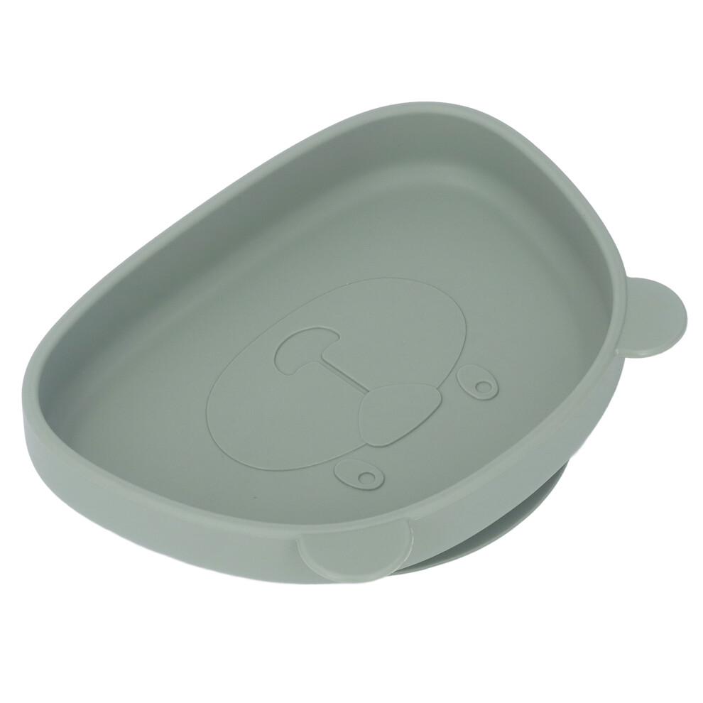 Baby Panda Silicone Plate Toddler Feeding Plate Olive Deep Suction Green