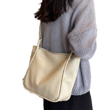 Sac à bandoulière de couleur unie pour femmes, fourre-tout-Beige