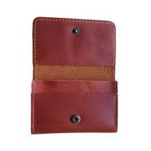 Porte-cartes rétro Compact, portefeuille court-Marron rouge