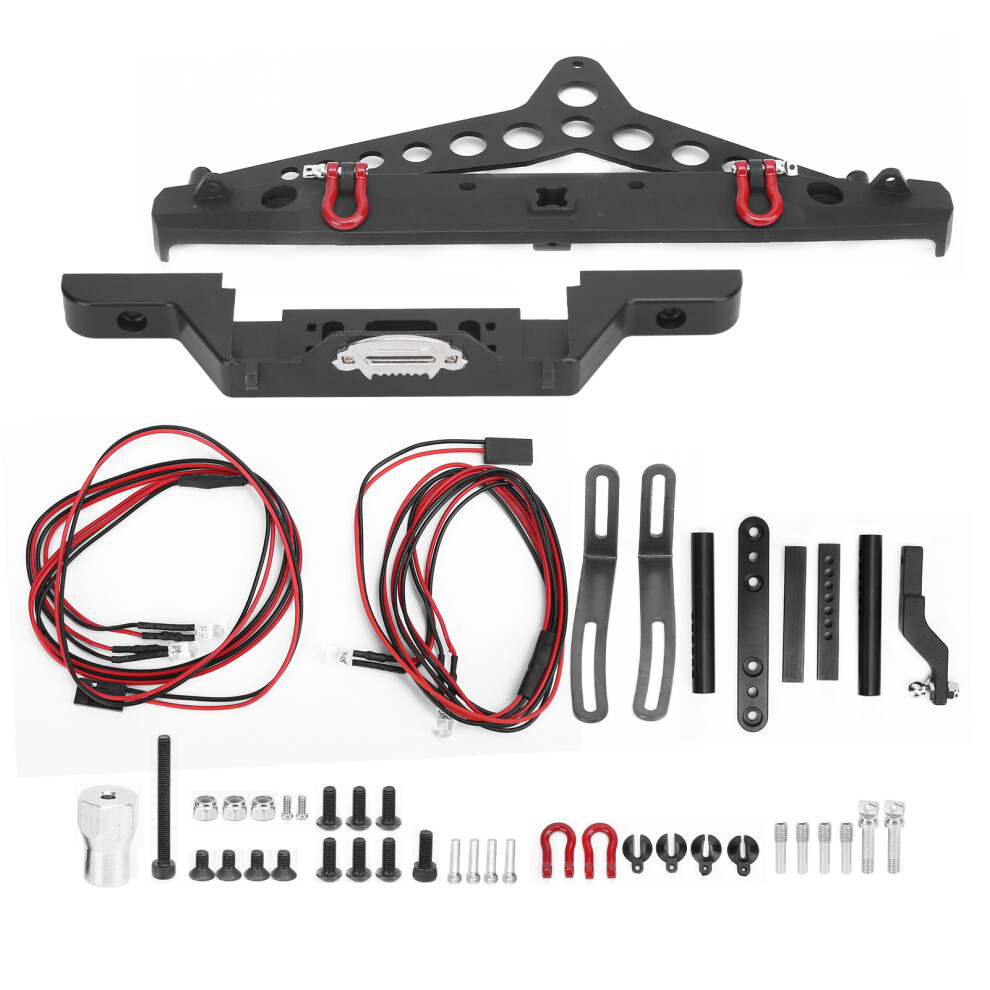 Metal Front Bumper For Rc Crawler With Led Bright Corrosion Resistant Winch Mount Shackles Easy To Install Metal Rc Car Upgrade Part For Light 9482726464259