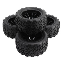 4 Stück RC Auto Reifen und Felgen Set – Schwarzer Gummi, 11,8 cm Durchmesser