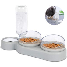 Mangiatoia per animali domestici con combinazione 3 in 1, uscita automatica dell'acqua, design inclinato per il comfort, materiale sicuro di alta