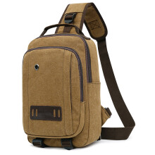 Canvas Chest Bag Shoulder Bag Sports Pouch Bag for Men-Coffee