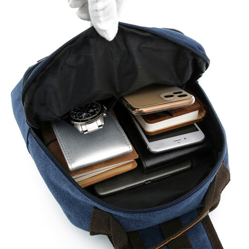 Practical Stylish Men Canvas Shoulder Bag Pouch-vintage blue 1