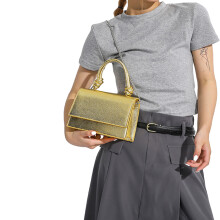 Trendy Pu Crossbody Bag for Women Fashionable Small-Gold