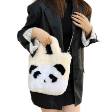 Fashionable Large Capacity Handbag with Plush Material-White