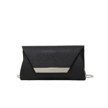 Chic and Sturdy PU Texture Chain Evening Bag Clutch for-Black