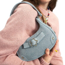 Sac sous les bras mignon, fourre-tout pour fille, sac-Bleu jean