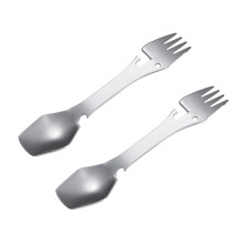 Elegant Stainless Steel Camping Cutlery, Portable Outdoor Utensils, 2Pcs Silvery Set for Adventurers