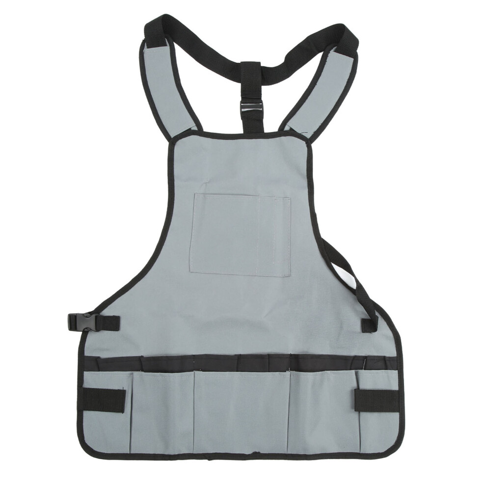 Craftsman's Haven: Heavy-Duty Apron With Multipurpose Pockets, For Carpentry, Cooking, Gardening & More, Reinforced Edges, Oxford Cloth Material, Gray 9340258802065