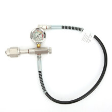 Refill Charging Adaptor For HPA Tank, Easy To Read Pressure Gauge High Pressure Air Filler Pipe Connector Adapter With Gold Release Valve For Outdoor