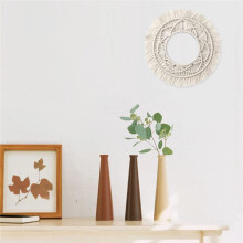 Boho Fringe Decorative Mirror, Macrame Hanging Wall Art for Home Decor (Minimalist Design)