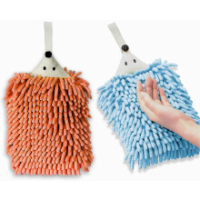Maschinenwaschbare Chenille-Handtücher, niedliches Igelmuster, extrem saugfähig, schnelltrocknend, leicht zu verstauen, mit Knopfaufhängung, ideal