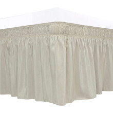 Jupe de lit résistante pour lits Queen, style froncé, volant anti-poussière élastique, facile à installer, en microfibre unie infroissable et