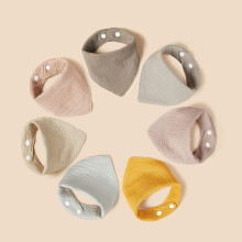 Muslin Baby Bibs for Drooling and Teething, Soft and Super Absorbent Cotton Front Polyester Fleece Back Bandana Bib, Multi-Functional Uses for Burp