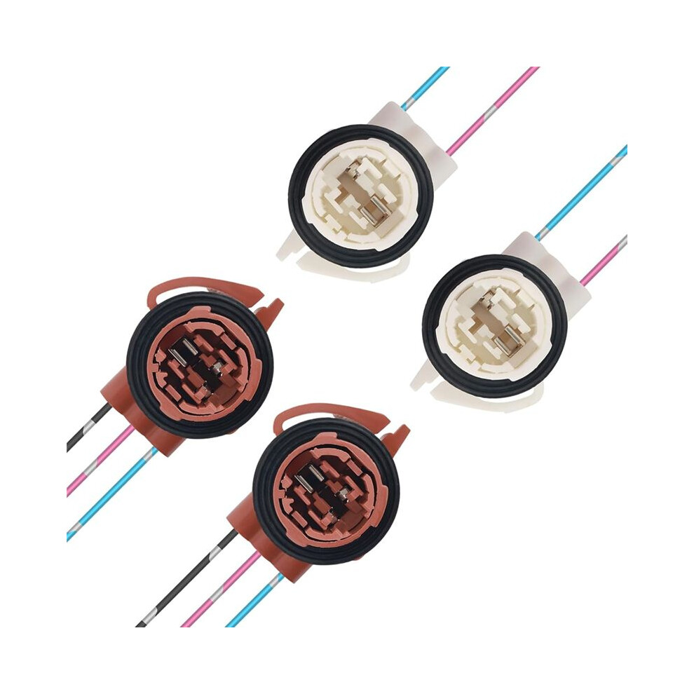 4Pcs Turn Signal Socket & Tail Socket,3156 3157 Bulb Sockets With Tail Harness & Quick-Connect Plug Light 6031339151211