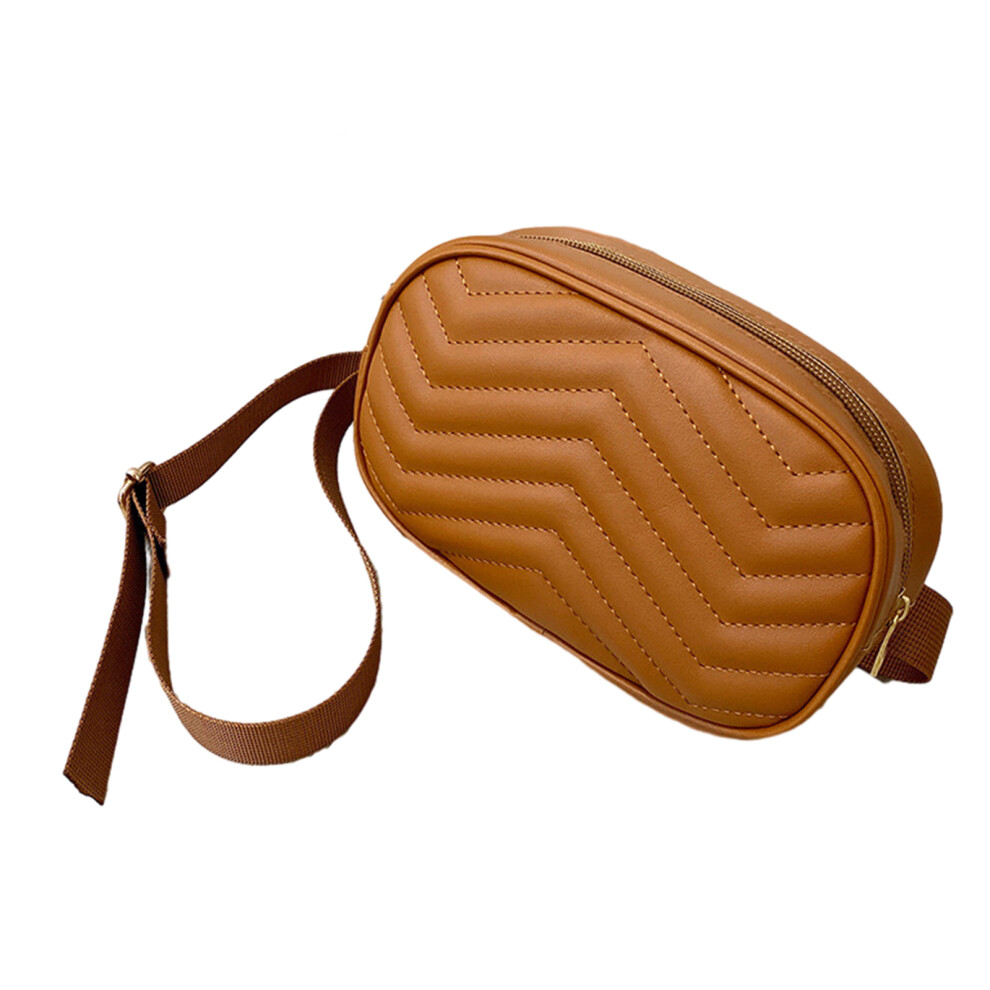 Fashionable Pu Chest Bag Fanny Pack Crossbody Shoulder- Brown 7732001062031