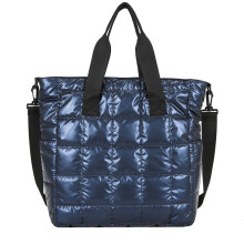 Sac bandoulière souple, cabas matelassé et rembourré avec broderie quadrillée, sac à main imperméable en nylon grande capacité pour femmes,