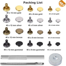Leather Rivets Kit, Assorted Colors Double Cap Rivets With Punch Pliers And Setting Tool Kit, Ideal For Leather Crafting Repair And Decoration