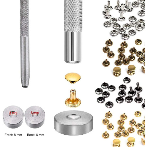 Leather Crafting Rivet Tool Kit, Metal Studs With Double Cap Rivets For Repair, Decoration And Creative Projects 2