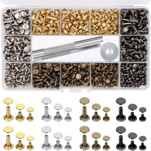 Assorted Leather Rivets Kit, Wide Application Double Cap Rivets With Easy-to-use Setting Tool Kit, For Repair And Creative Crafting