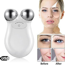 Anti-aging ansigtsrulle med 360 roterende hoved og mikrostrømsstimulering, Y-formet ergonomisk design til dyb hudkontakt, rød lysteknologi