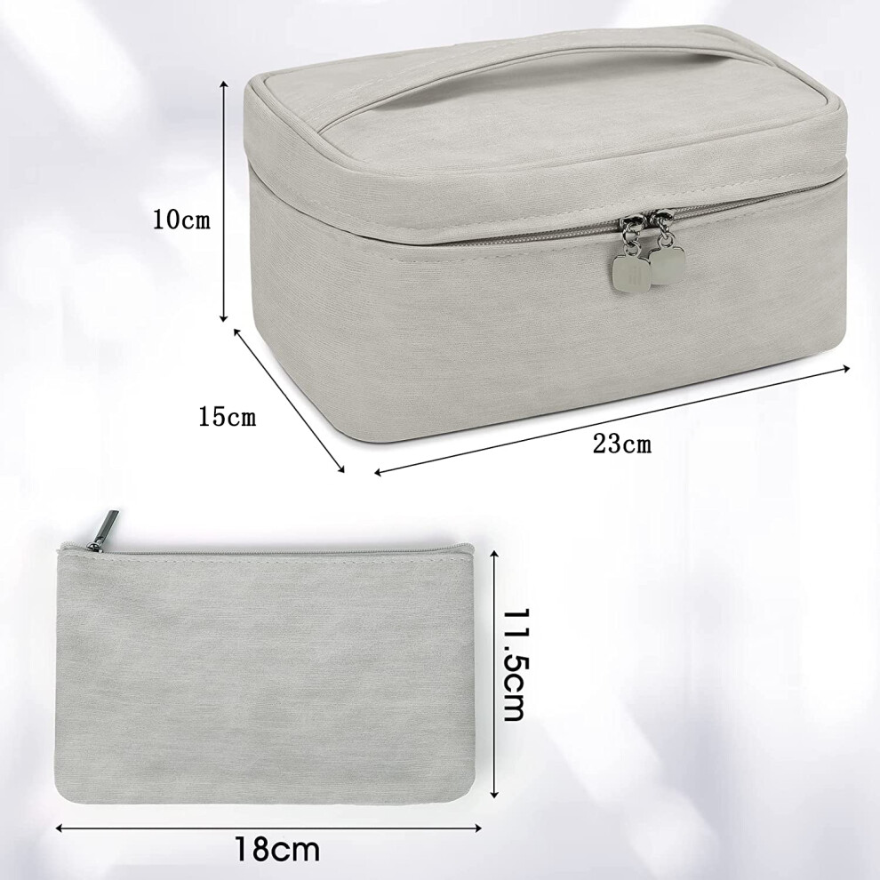 Travel Makeup Bag with Detachable Cosmetic Bag, Multifunctional Portable Toiletry Organizer for Women, Water-resistant Fabric Large Capacity Makeup