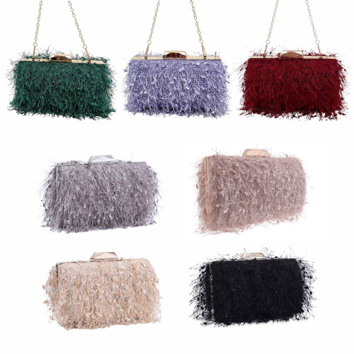 Elegante Quasten-Clutch-Geldbörse, Abendtasche,-Hellgrau 2