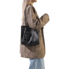 2023 NEW Shoulder Bag PU Tote Solid Color Underarm Bag-Black