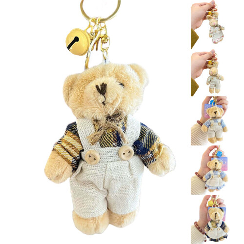 Cute Plush Bear Keychain Stuffed Animals-brown striped bear b 2