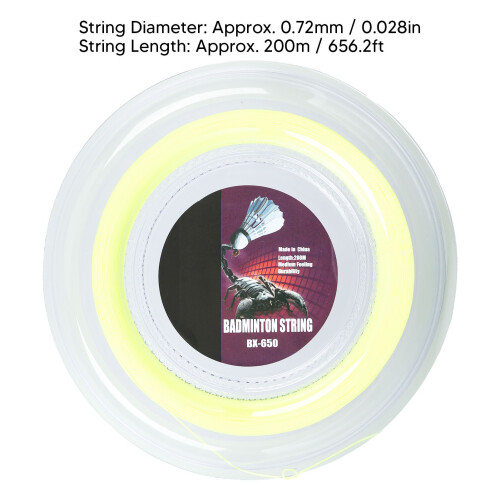 0.72mm Nylon Badminton String 200m Fluorescent Yellow BX650 1