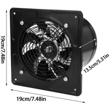 6" Through-wall Installation Ventilation Fan, Exhaust Fan for Kitchen Bathroom with Stainless Steel Blades, Quiet Pure Copper Motor Backdraft Damper,