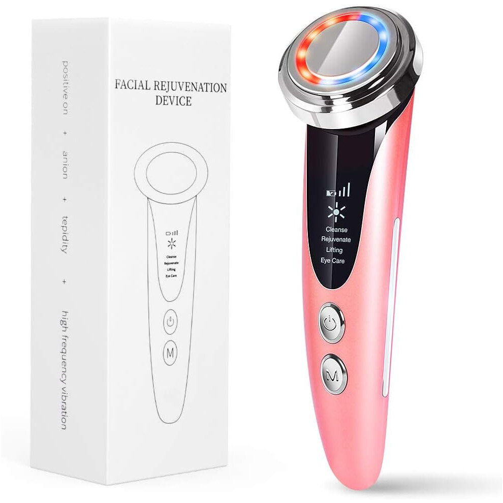 Facial Massager, Skin Tightening Anti Aging Device For Vibrating Face Massage At Home, Rechargeable With Positive & Negative Ion Functionality And