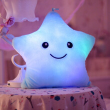 Soothe Kids Emotions Glowing Stuffed Star, Decorative Pillow With Color Changing LED Lights, Easy To Clean Washable Material (Blue)