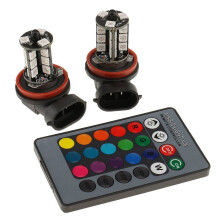 Energiebesparende meerkleurige RGB LED-lampen met afstandsbediening, H11/H8 27-Smd LED-lampen voor feestdecoratie, ideaal voor buiten- en